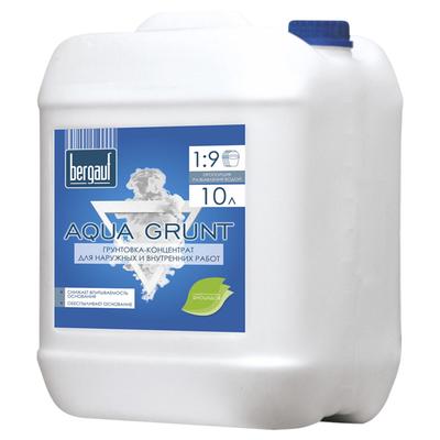 Грунтовка – концентрат Aqua Grunt U BERGAUF, 1:9, для наружных и внутренних работ, 10 л