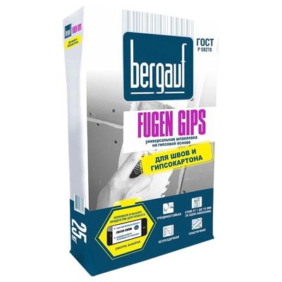 Шпаклевка гипсовая BERGAUF Fugen Gips, для швов и гипсокартона, 25 кг