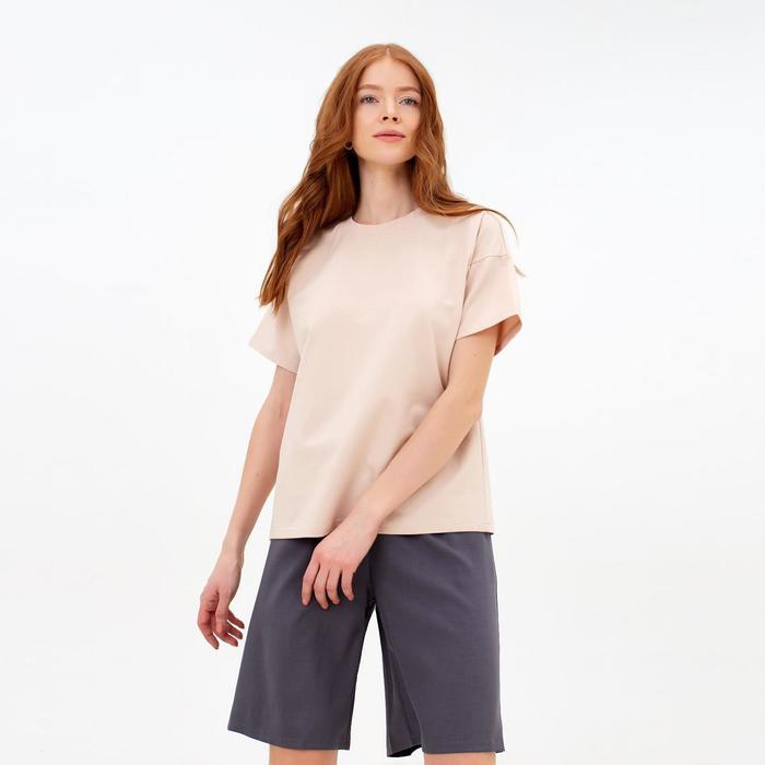 Футболка женская MINAKU REGULAR FIT: цвет бежевый, р-р 54