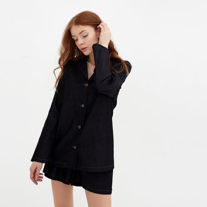 Костюм женский (жакет, шорты) MINAKU: Enjoy цвет чёрный, размер 48 49391