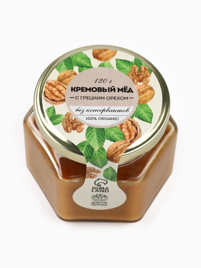 Мёд кремовый ORGANIC, с грецким орехом, 120 г