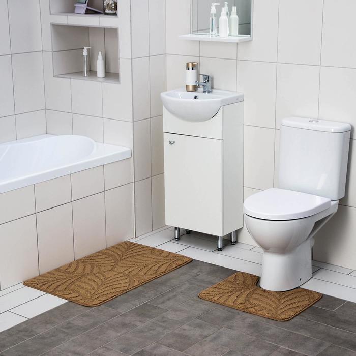 Набор ковриков для ванны и туалета SHAHINTEX «Актив», 2 шт: 50×80, 50×40 см, цвет капучино - Фото 1