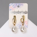 Серьги с жемчугом «Грейс» пухлая капля, цвет белый в золоте - Фото 5