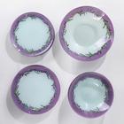 Набор тарелок стеклянных Доляна «Веточка лаванды», 19 предметов: 6 десертных тарелок, 6 обеденных тарелок, 6 мисок, салатник - Фото 2