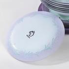 Набор тарелок стеклянных Доляна «Веточка лаванды», 19 предметов: 6 десертных тарелок, 6 обеденных тарелок, 6 мисок, салатник - Фото 3