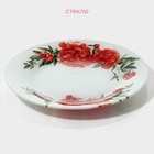 Тарелка Доляна «Пионы», d=20 см, стекло, белая - Фото 2