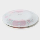 Тарелка Доляна «Пионы», d=20 см, стекло, белая - Фото 3