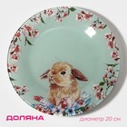 Тарелка стеклянная десертная Доляна «Кролик», d=20 см - фото 318485562