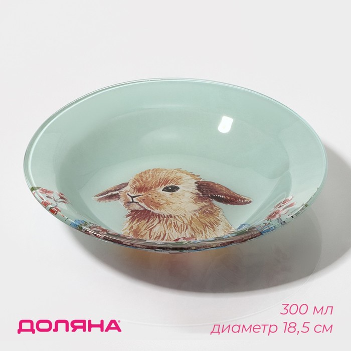 Тарелка стеклянная суповая Доляна «Кролик», 300 мл, d=18,5 см - Фото 1