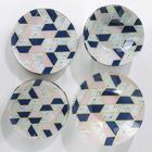 Набор тарелок стеклянных Доляна «Розовый мрамор», 19 предметов: 6 десертных тарелок, 6 обеденных тарелок, 6 мисок, салатник - Фото 2