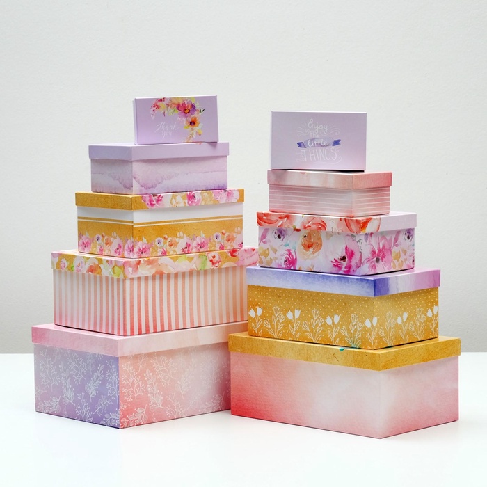 Набор подарочных коробок 10 в 1 «Цветы», 30.5×20×13 - 12×6.5×4 см - Фото 1
