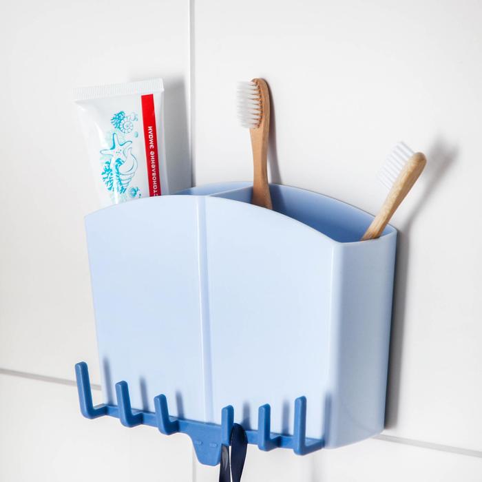 Держатель для ванных и кухонных принадлежностей на липучке, 17×7×12 см, цвет МИКС - фото 1888078051