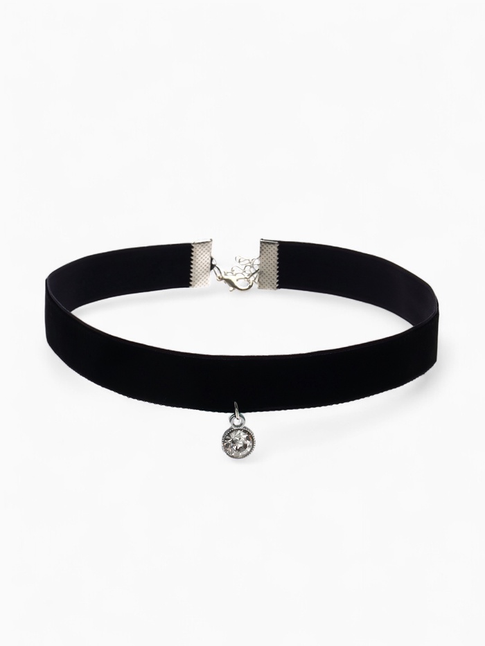 Чокер «Стразинка» круг в огранке, цвет белый в серебре, 33 см - Фото 1