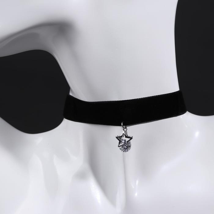 Чокер «Стразинка» звезда, цвет белый в серебре, 37 см - Фото 1