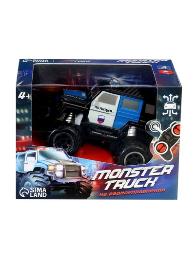 Машинка на пульте управления «Джип. Полиция», работает от батареек, цвет чёрный