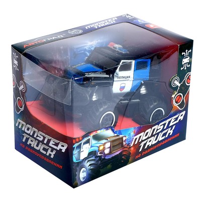 Машинка на пульте управления «Джип. Полиция», работает от батареек, цвет чёрный