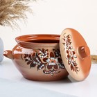 Жаровня Кунгурская керамика, с росписью, 3 л, коричневая - Фото 5