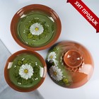 Набор посуды для блинов Кунгурская керамика, 7 предметов: 1 шт. блинница, 6 шт. тарелок, зелёный - Фото 1