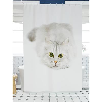 Штора для ванной «Играющий кот», размер 180х200 см