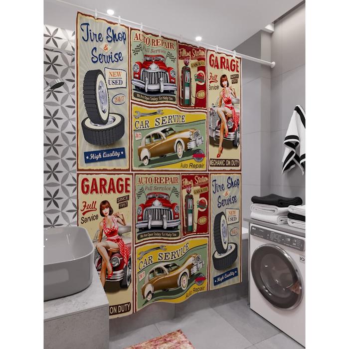 Штора для ванной «Пинап постеры», размер 180х200 см - Фото 1