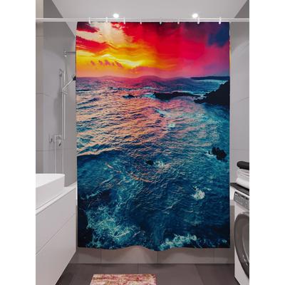 Штора для ванной «Яркий закат», размер 180х200 см