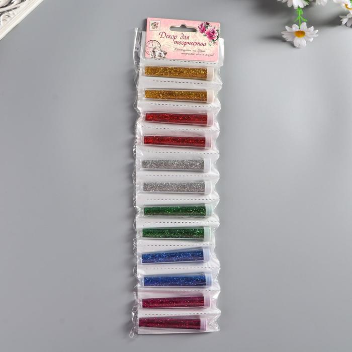 Глиттер (набор 12 шт.) «Пудра яркая», в тюбике 3 г - Фото 1