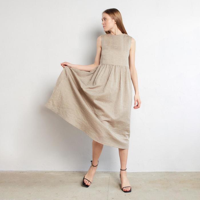 Платье летнее женское MINAKU: Cotton collection, цвет бежевый, размер 42 - Фото 1