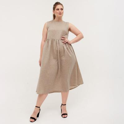 Платье миди женское MINAKU: Cotton collection, бежевое, размер 52