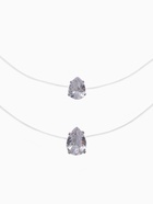 Кулон на леске «Двойная слеза», белый в серебре, 40 см - Фото 1