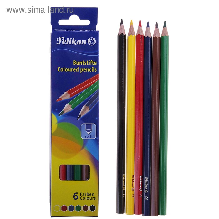 Карандаши 6цв Pelikan шестигранные - Фото 1