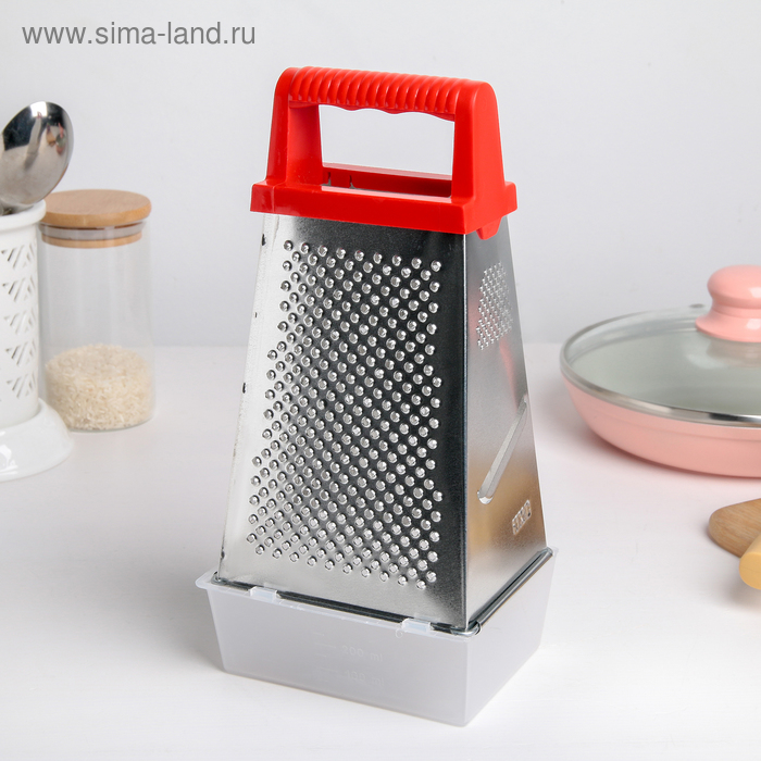 Тёрка «Профи», 4 грани, контейнер,с пластиковой ручкой, 10×12,5×25 см, цвет МИКС - Фото 1