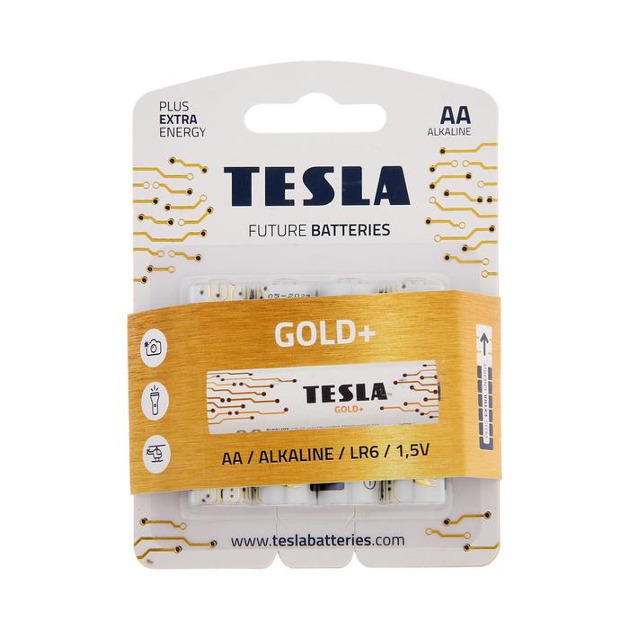 Батарейка алкалиновая Tesla Gold, AA, LR6-4BL, 1.5В, блистер, 4 шт. - Фото 1