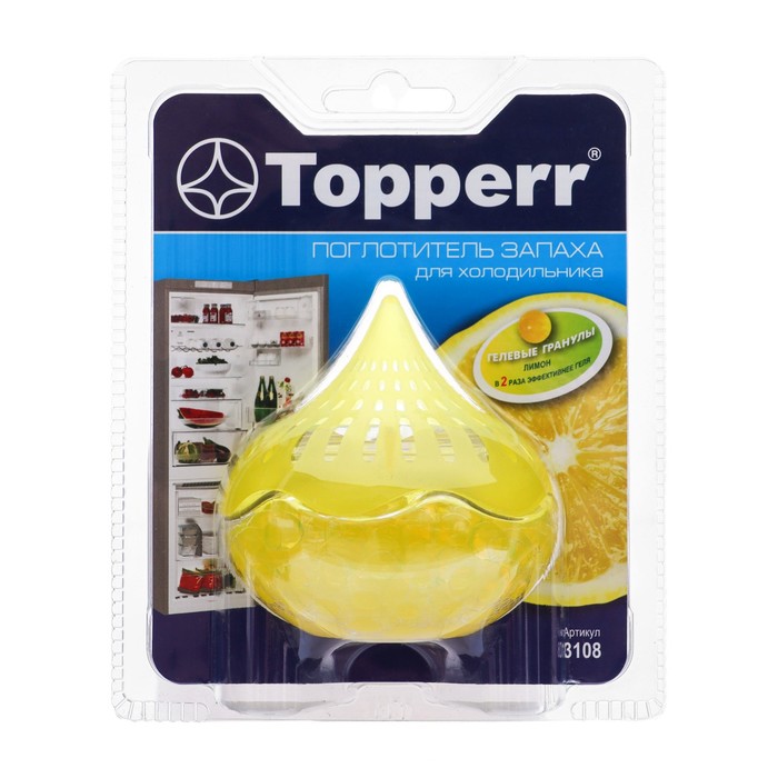 Поглотитель запаха для холодильника "Topperr", Лимон , блистер, 1шт. - Фото 1