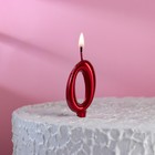 Свеча для торта "Овал", цифра "0", рубиновая, 5,5 см - фото 9208113