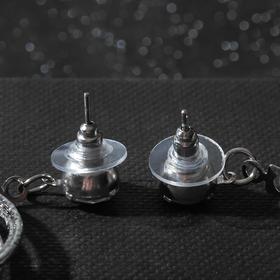 Серьги висячие со стразами «Калипсо» плеть, цвет белый в сером