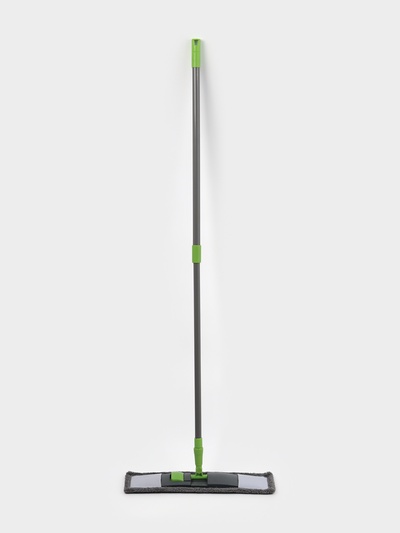 Швабра для мытья пола плоская Доляна, насадка из микрофибры 42×12 см, телескопическая ручка 73-124 см