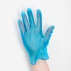 Перчатки виниловые A.D.M., размер M, 100 шт/уп, цвет голубой - Фото 1