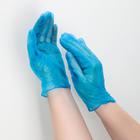 Перчатки виниловые A.D.M., размер M, 100 шт/уп, цвет голубой - Фото 3