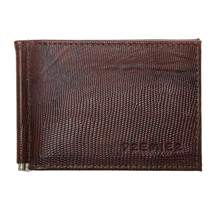 Зажим для купюр, 1 отдел для кредитных карт, цвет коричневый 39767