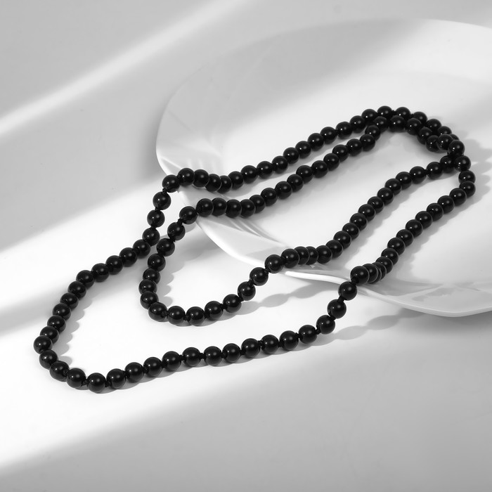 Бусы шар №8 «Агат чёрный», 120см - Фото 1