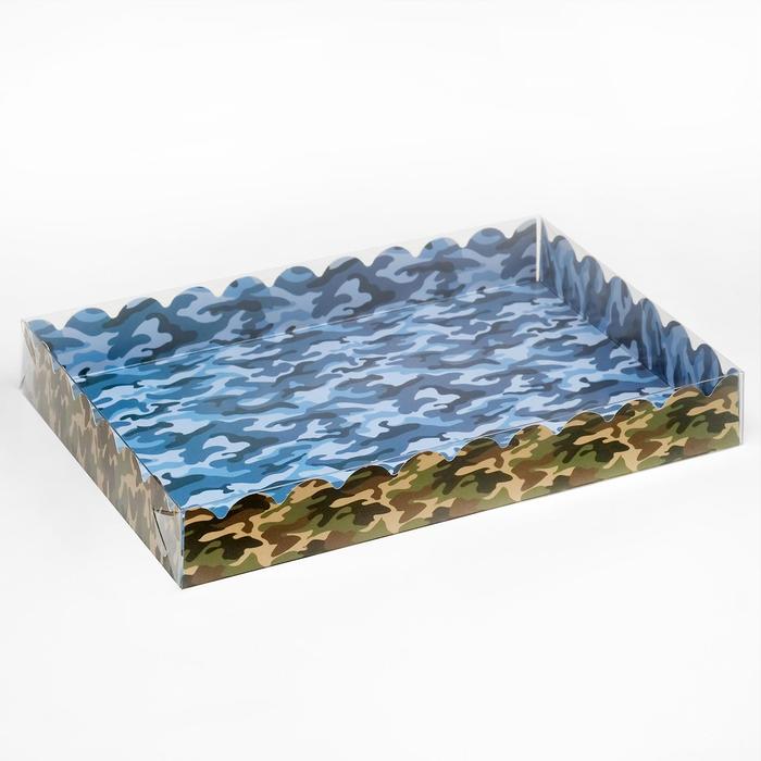 Коробочка для печенья с PVC крышкой "Хаки", 22 х 15 х 3 см - Фото 1