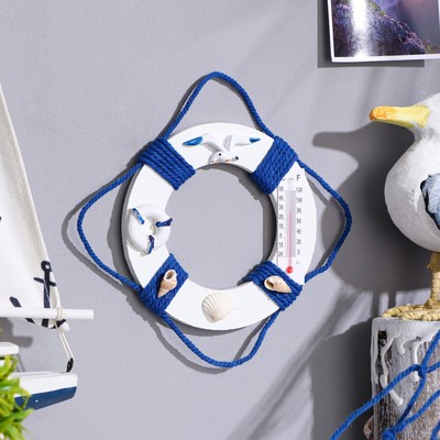 Настенный декор, панно «Спасательный круг», с термометром, 10×10 см