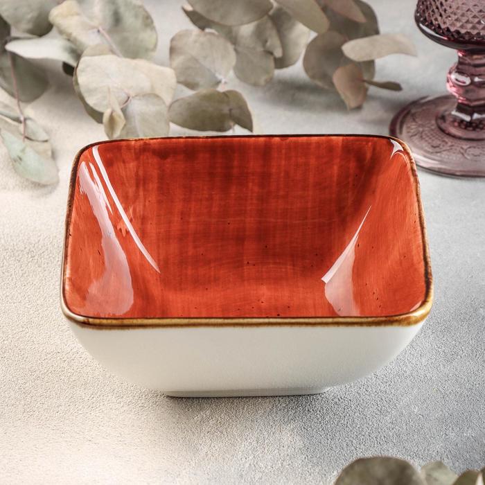 Салатник керамический квадратный «Сапфир», 14×5,5 см, цвет оранжевый - Фото 1