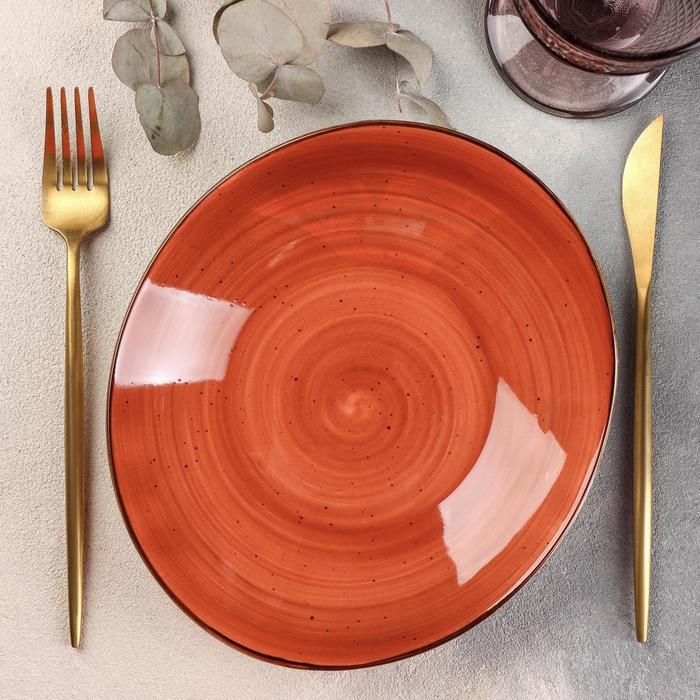 Блюдо керамическое сервировочное «Сапфир», 22×19,5×3,5 см, цвет оранжевый - Фото 1