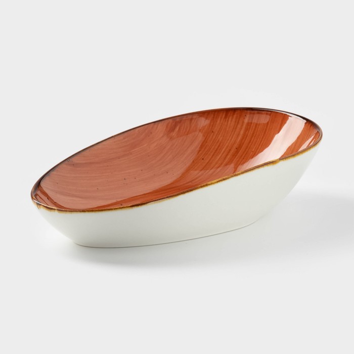 Блюдо керамическое сервировочное «Сапфир», 20.5×12.5×5 см, цвет оранжевый - Фото 1