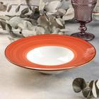 Тарелка керамическая для пасты «Сапфир», 300 мл, d=24 см, цвет оранжевый - фото 321287735