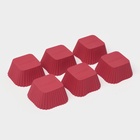 Формы для выпечки кексов Доляна «Риб.Квадрат», силикон, 7×3.5 см, набор 6 шт., бордовые - Фото 3