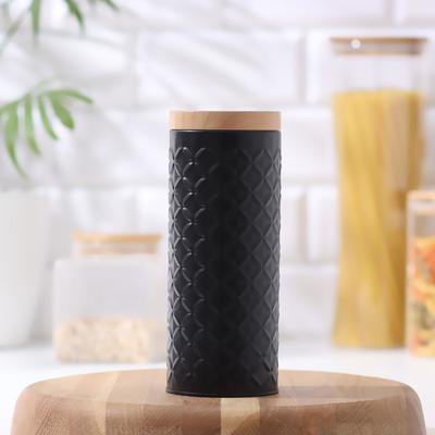 Банка для сыпучих «Сканди», 790 мл, 19×7.5 см, чёрная