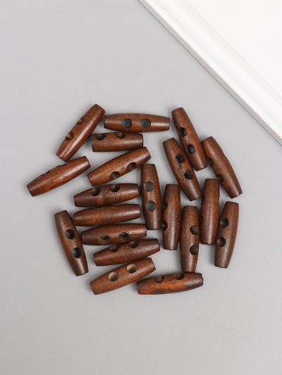 Пуговицы дерево для творчества 2 прокола «Цилиндр», набор 20 шт., 4×1.1×1.1 см