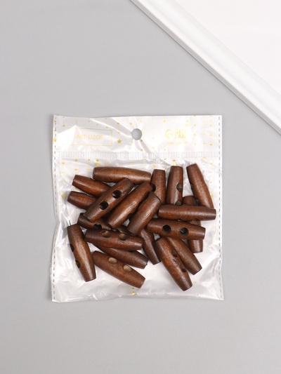 Пуговицы дерево для творчества 2 прокола «Цилиндр», набор 20 шт., 4×1.1×1.1 см